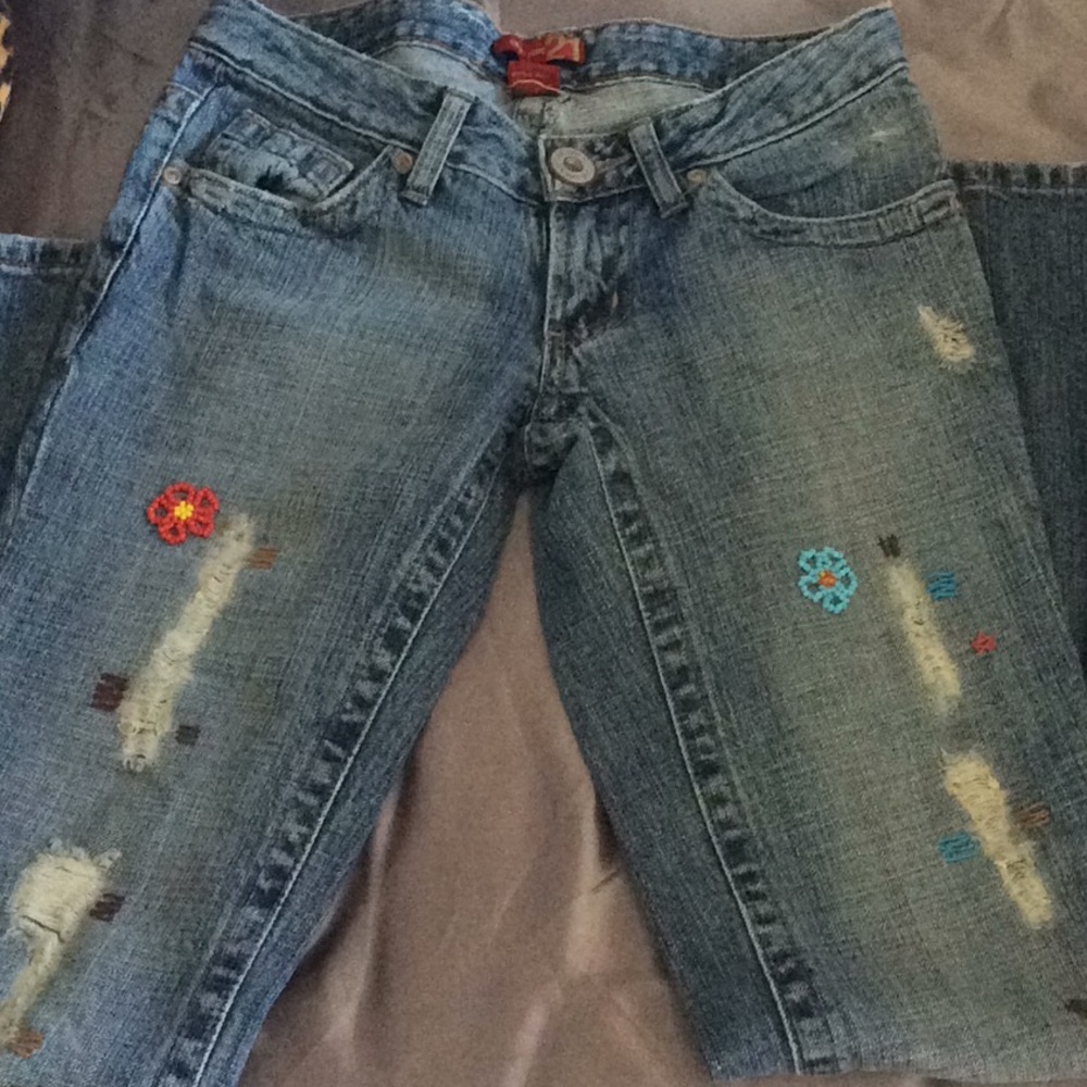 Flare beaded jeans